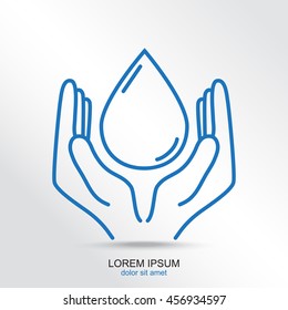 Line icon- water  save
