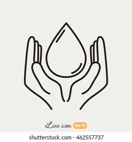 Line icon- water  save