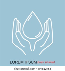 Line icon- water  save