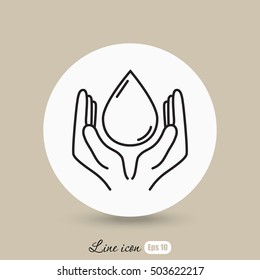 Line icon- water  save