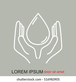 Line icon- water  save