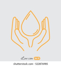 Line icon- water  save