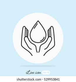 Line icon- water  save