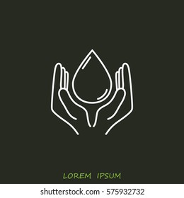 Line icon- water  save