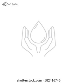 Line icon- water  save