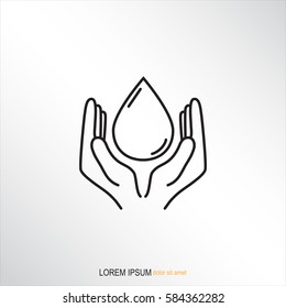 Line icon- water  save