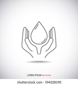 Line icon- water  save