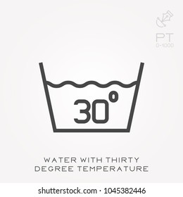 Line icon water with thirty degree temperature