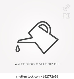 Line icon watering can for oil