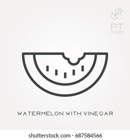 Line icon watermelon with vinegar