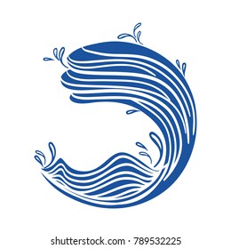 line icon with waves shape and splashes