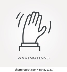 Line icon waving hand