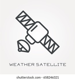 Line icon weather satellite