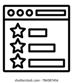 A line icon of web rating star, concept of web rating or ranking features