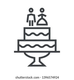 Line icon wedding cake. Simple vector illustration with ability to change.