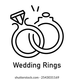 A line icon of wedding rings 