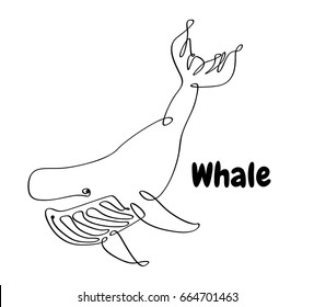 line icon whales humpback sea black white. vector