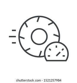 Line icon wheel on speed. Simple vector illustration with ability to change.