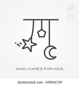 Line icon wind chimes for kids