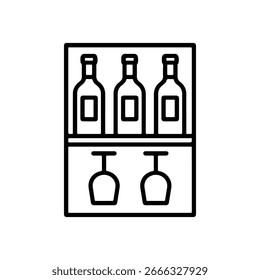 Vector del estante del vino del icono de la línea en el fondo blanco
Icono de línea de Vector sobre fondo blanco