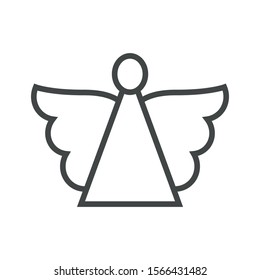Line icon winged angel. Simple vector illustration with ability to change.