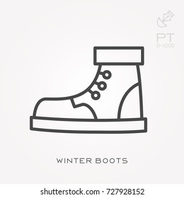 Line icon winter boots