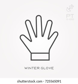 Line icon winter glove