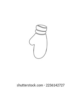 Line icon winter gloves vector illustration isolated on a white background. silhouette of gloves for cold weather. Hand drawing of traditional winter gloves, outline warm handwear vector illustration 