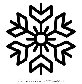 Line icon of winter theme snowflake, decorative snowflake 