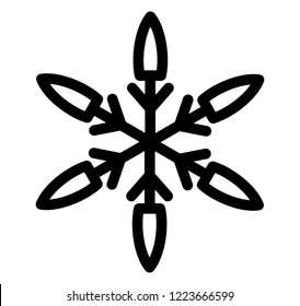 Line icon of winter theme snowflake, decorative snowflake 