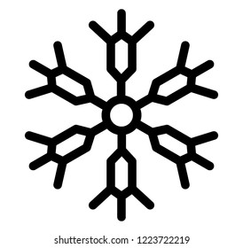 Line icon of winter theme snowflake, decorative snowflake 