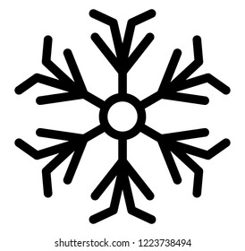 Line icon of winter theme snowflake, decorative snowflake 