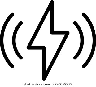 Line Icon – Wireless charging symbol with energy waves for mobile devices.