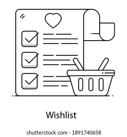 
Line icon of wishlist, things to buy
