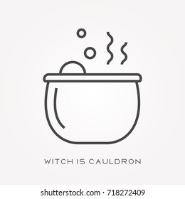 Line icon witch is cauldron