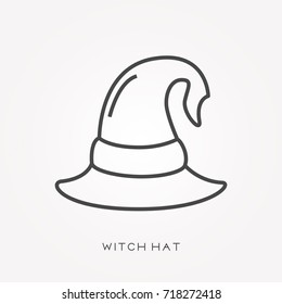 Line icon witch hat