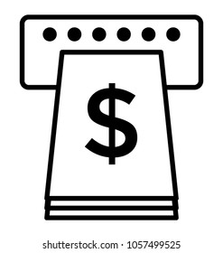 Line icon withdrawing funds, money retrieval 