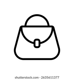 Line icon of a woman handbag, isolated on white. Perfect for fashion, boutique, shopping, e-commerce, and accessory illustrations.
