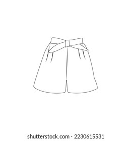 Line icon woman shorts outline drawing short pants sketching of shorts  silhouette short trousers symbol hand drawn of swim shorts