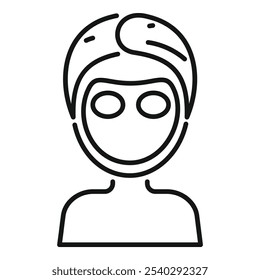 Line icon of a woman with a towel on her head, enjoying a relaxing facial at the spa