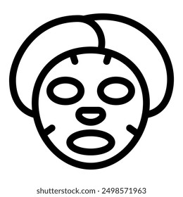Line icon of a woman wearing a cosmetic face mask for her skincare routine