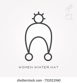 Line icon women winter hat