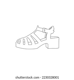 Line icon women's sandal outline drawing sketching of woman sandal outline icon isolated on background female footwear silhouette symbol hand drawn summer woman shoe  Vector illustartion