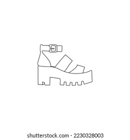Line icon women's sandal outline drawing sketching of woman sandal outline icon isolated on background female footwear silhouette symbol hand drawn summer woman shoe  Vector illustartion
