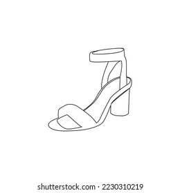 Line icon women's shoe outline drawing high heeled shoe sketching of stiletto shoes silhouette woman's shoe symbol hand drawn