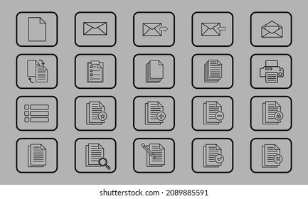 icono de línea con tema de documento de trabajo y documento