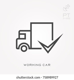 Line icon working car