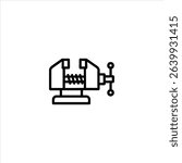 A line icon of a workshop bench vise tool. Monochrome symbol for clamping and repair work, isolated on a white background.