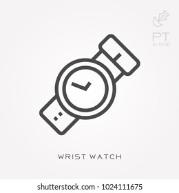 Line icon wrist watch