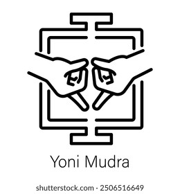 A line icon of yoni mudra 